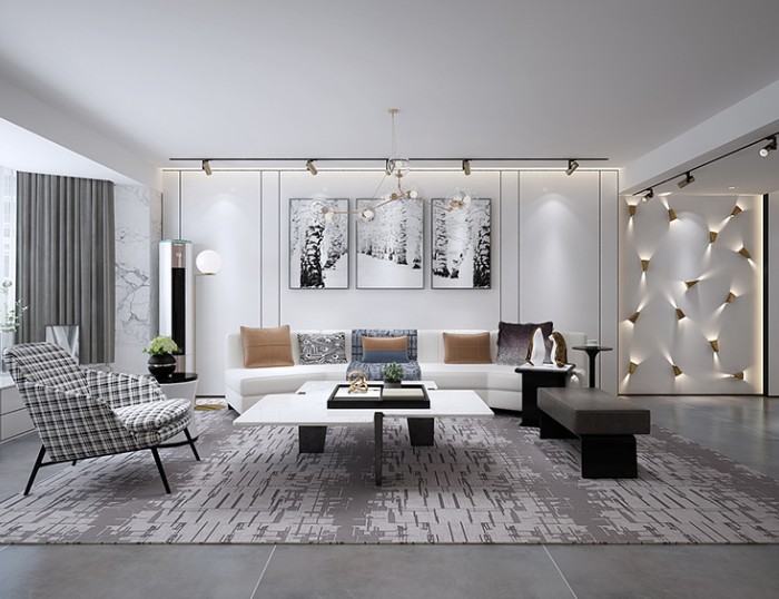 鴻圖裝飾：海天名人廣場(chǎng)160平米后現(xiàn)代風(fēng)格裝